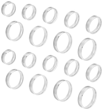 UNICRAFTALE 27 Stück 9 Größen Edelstahl Rohlingsring 6 mm Breit Gerillte Fingerringe Runder RohlingsKern Ringe Für Inlay Handgefertigter Ring Schmuckherstellung Geschenk