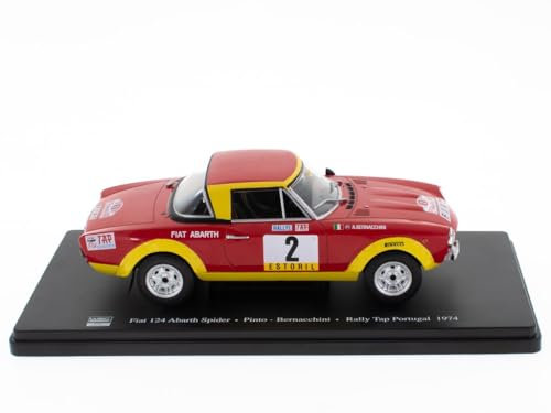 OPO 10 - Modellino Auto in Scala 1/24 Compatibile con Fiat 124 Abarth Spider - Pinto-Bernacchini - Rally Tap Portogallo 1974 - WRC529
