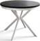 AlpiMeble Table de salle à manger ronde BERGO, table extensible, diamètre : 90 cm/170 cm, table de salon, couleur : noir, avec pieds en métal de couleur blanche