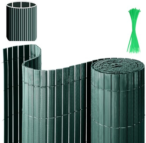 Eulenke Canisse en PVC Brise Vue 120 x 400 cm, Trois Renforts nervurés, clôture d'intimité avec Serre-câbles, Lattes intérieures renforcées, Brise-Vue pour Balcon, clôture, Jardin, Vert