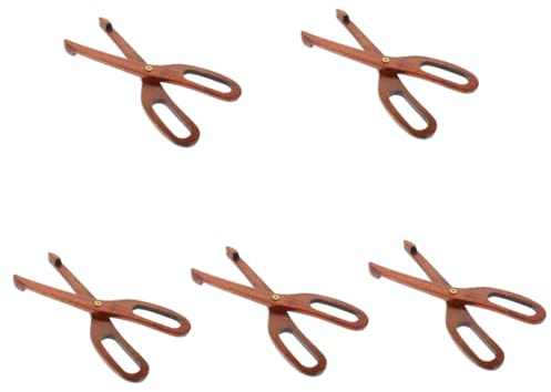 TOPBATHY 5 Pièces Pince à Pain En Bois Pinces Pour Cuisiner Pinces à Griller Pince à Buffet Pinces En Bois Pince En Bois Pinces De Service En Bois Salade Rôti Gâteau Nourriture