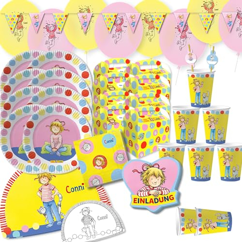 Krause & Sohn Party-Set Kindergeburtstag viele Teile Geschirr Geburtstag Dekoration Geburtstagstisch (Meine Freundin Conni XXL)