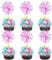 Gyufise 20Pcs Foil Firework Cupcake Toppers Sparkle Tinsel Cake Toppers Tinsel Drink Cake Decoration Cocktail Picks for Birthday Wedding Graduation Party Supplies Laser Rose Red