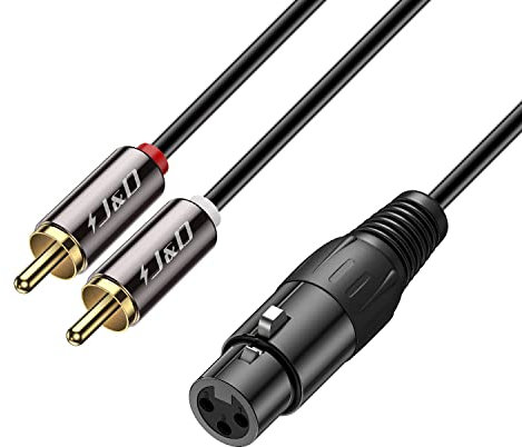 J&D XLR a 2 RCA Cavo Patch Y Spinotto, PVC Sgusciato Unbalanced 2x Cinch Maschio a XLR Femmina Audio Stereo Adattatore Cavo di Interconnessione per Altoparlante Condensatore Microfono Mixer AMP, 0,9m