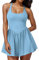 Damen Tenniskleid mit Hose Rückenfrei Gepolsterte Tennis Kleidung Set Ärmellos A-Linien Sportkleider Trainingskleider Sommerkleid
