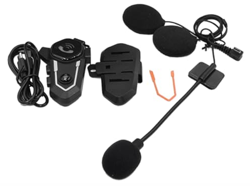 Janasiba Auriculares inalámbricos Bluetooth 5.0 para casco de moto, estéreo, con micrófono, color negro