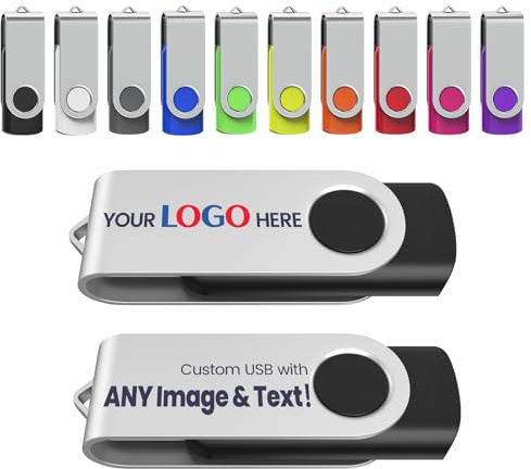 USB-Stick personalisiert, 100 Stück (10 Farben), mit Gravur von Text, Muster, Firmen- oder individuellem Logo und in den Kapazitäten 128 MB/256 MB/512 MB/1 GB/2 GB/4 GB/8 GB/16 GB/32 GB/64 GB/128 GB