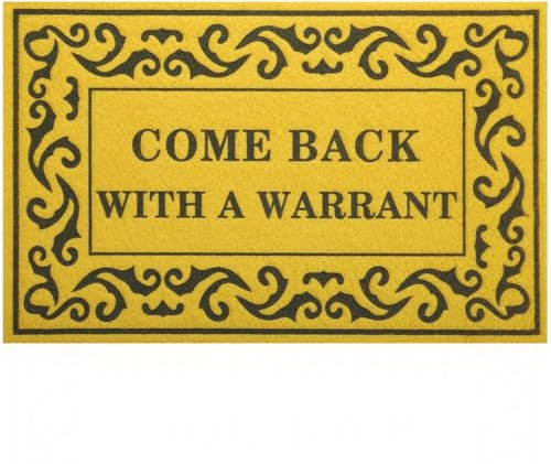Lzuso Funny Door Mats Front Outdoor Indoor Door Mat Yellow Come Back with a Warrant Doormats Entryway Mats Ideal for Home Entrance High Traffic Area, Durable Resist Dirt Welcome Doormat