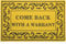Lzuso Funny Door Mats Front Outdoor Indoor Door Mat Yellow Come Back with a Warrant Doormats Entryway Mats Ideal for Home Entrance High Traffic Area, Durable Resist Dirt Welcome Doormat