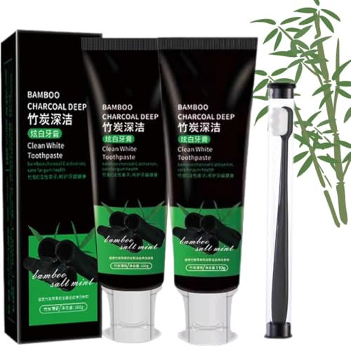 Bamboo Charcoal Deep Toothpaste,Activated Carbon Deep Cleaning Toothpaste,Teeth Whitening Toothpaste,Black Charcoal Whiten Toothpaste,Bamboo Charcoal Toothpaste (2 Pcs)