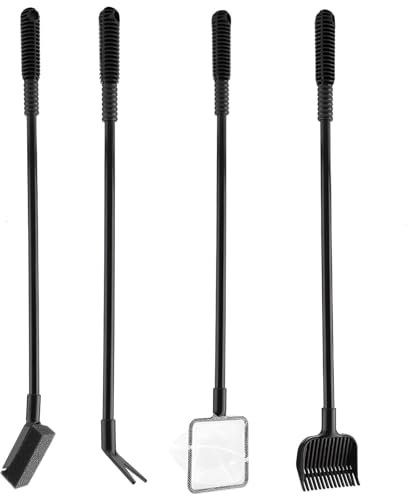 4pcs Fish tank accessories, fish tank cleaning kit, aquarium cleaning kit, Fish Tank Cleaner Fish Tank Cleaning Kit, 4 in 1 Aquarium Cleaning Tool Kit with Handle, Fishing Net Clean Sponge Spoon Net