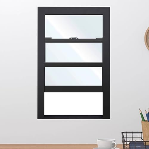 Schalldichtes Aluminium-Schiebefenster mit Griffen, 40 x 60 cm, ideal für Geschäftsküche, Badezimmer, bündige Montage, Ersatz-Fenster
