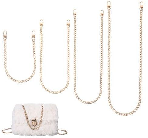 4 Stück Taschenkette Metall Kette für Tasche Gold Taschengurt Hosenkette für Taschengurt Gold Taschenherstellung Taschen Accessoires Kette für Schulterriemen Taschenkette Mental 40/60/100/120cm