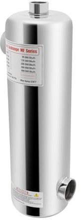 MooBeey 60 kW Schwimmbadheizer Schwimmbadwärme aus Edelstahl, 200kBtu/h Schwimmbadheizung Pool-Wärmetauscher Heizung für Poolsystem, Wasserdurchfluss: 250L/min, Heißwasserdurchfluss: 30L/min