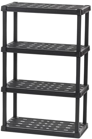 Iris Ohyama, Leichtes und Robustes Regal, Schwarz, Tragkraft 120kg, Einfach zu Montieren, Rost- und Schimmelresistent, BPA-frei, Badezimmer Regal, Lagerregal, Küche, Keller, PRS-L4