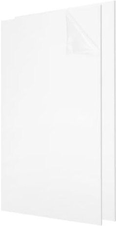 sourcing map Lot de 2 feuilles acryliques de 30,5 x 20,3 cm - Panneau en plastique de 3 mm pour cadres photo, supports de panneaux, projets d'artisanat, blanc