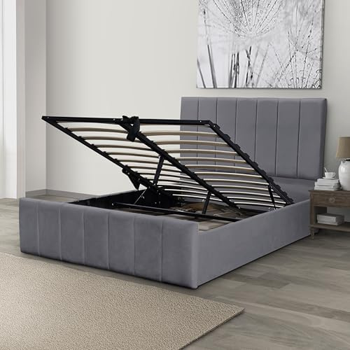 Linear Ottoman Bed Frame Modern Timeless (Grey, Double)