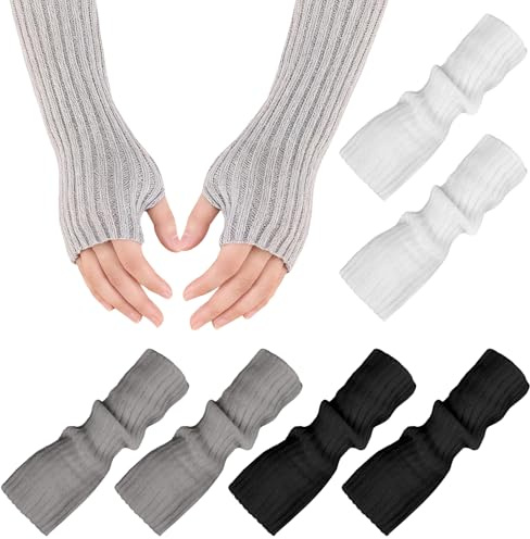 wlertcop 3 Paar Handstulpen Damen Gestrickt Lange Fingerlose Handschuhe | Strick Handstulpen Wärmer Frauen Gestrickte Fingerlos Handschuhe Armwärmer Y2k Fingerlose Strickhandschuhe Stulpen Handgelenk
