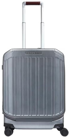 PIQUADRO - Trolley Cabina Policarbonato Resistente - Unisex - Argento | Porta PC 17.3, Guscio robusto, Elegante e Professionale, Manico telescopico, Trasferte, Business, Lucchetto Integrato