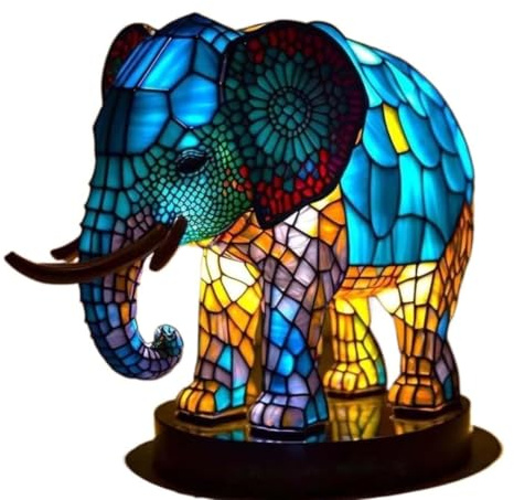 Generisch Gartenstadl Crystalli Artistische Leuchthund - VitraFauna - handgefertigte Lampe, die Herzen erstrahlen lässt(Elefant)