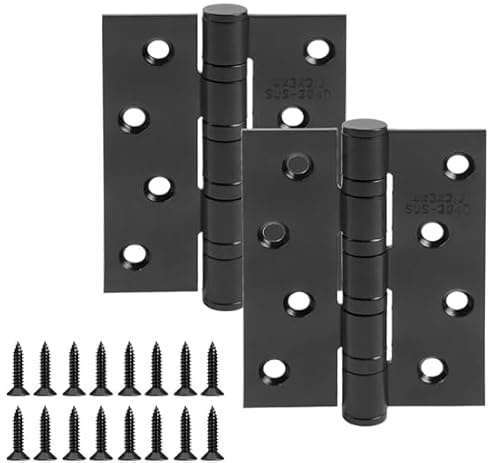 HBL' 3 Pairs Black Door Hinges 102MM 304SS Ball Bearing Heavy Duty | Heavy Duty Hinges for Heavy Door, 4Inch Silver Door Hinges for Wood Door