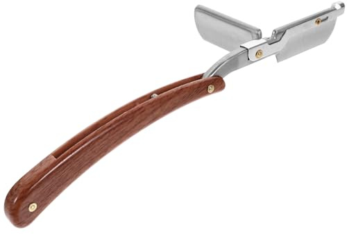 Holzmaserung Rasiermesser Faltbar, Edelstahl Abs, Braun | Ergonomischer Griff, für Herren, Zuhause und Unterwegs, Zufällige Ausführung Zufälliger Stil