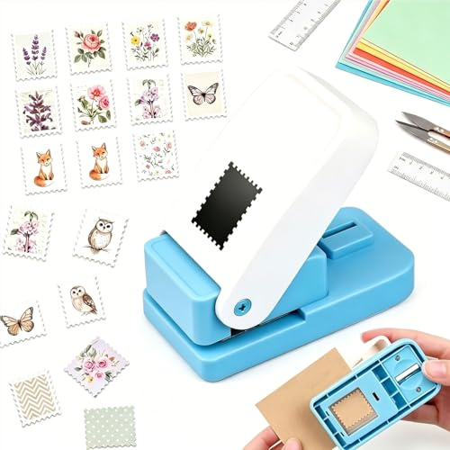 Aurinovellia Troqueladora Sello 2,5 x 2,1 cm, Perforadora Papel Forma Sello, Troqueladora Manualidades con Palanca, Stamp Puncher para Scrapbooking Tarjetas DIY
