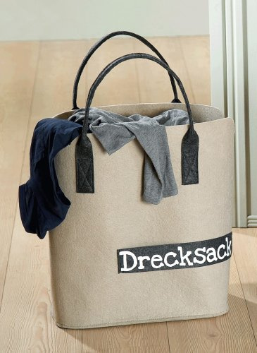 Gilde Filztasche Wäschesack Dunkelgrau H: 45 cm