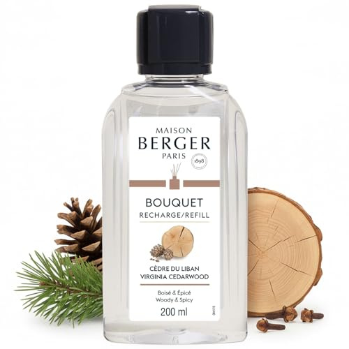 MAISON BERGER Nachfüllung Duftbouquet Zedernholz aus dem Libanon 200 ml | Nachfüllung Zedernholz aus dem Libanon 200 ml für Duftbouquet, kontinuierliche Diffusion ca. 4 Wochen