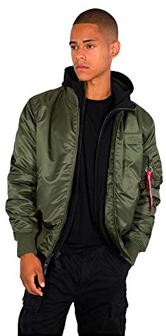 ALPHA INDUSTRIES Herren MA-1 D-Tec Bomberjacke, DarkGreen/Black, L