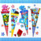 20 Servietten School Cones – Zuckertüten/Schulanfang/Einschulung/Schultüten 33x33cm