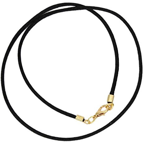 Black Satin Silk Cord Necklace for Pendant with Gold Or Silver Clasp - Silk Cord for Jewelry
