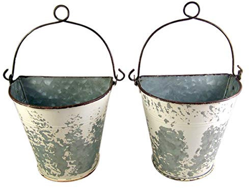 Primitive Jardinière murale demi-ronde galvanisée 15,2 cm