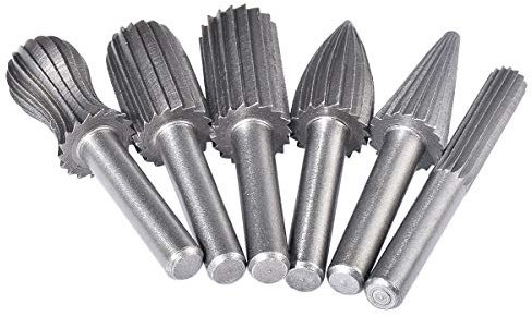 KATUR Rotary File Burr Cutter, Cylinder Tungsten Carbide Round Rotary File Cutter, 6mm Round Shank Engraving Grinding Drill Bit, 12.7mm Cutting Diameter for Rotary Tool