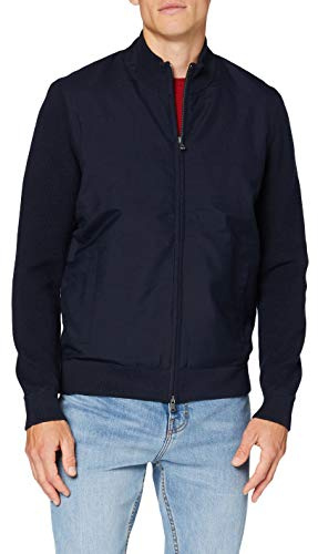 HACKETT LONDON Herren Pullover Fabric Front Fzip, Marine, X-Large