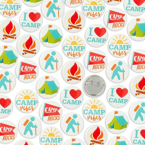 Fun Express CAMP MINI BUTTONS - Jewelry - VBS Vacation Bible School Supplies/Decor - 48 Pieces