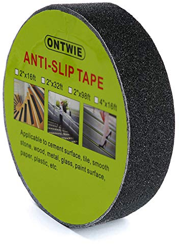 ONTWIE Anti-Rutsch-Band Schwarz 10m x 2.5cm, Safety Track Tape Skid Tape Kleber für Treppen, Sicherheit, Trittstufe, Innen, Außen