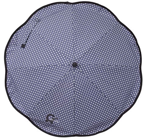 Sonnenschirm Design 649 mit Universalhalterung von Gesslein – Sonnenschutz für Kinderwagen & Buggys, 70 cm Durchmesser, biegsam, 3-fach verstellbar, für Rund- und Ovalrohre, Sterne blau/weiß