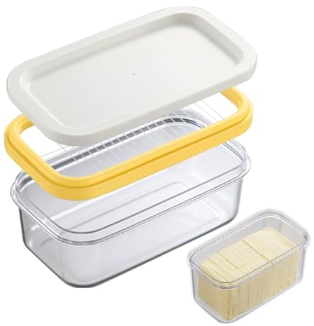 Bac à beurre en plastique, boîte à beurre avec couvercle et récipient à beurre tangent boîte à fromage transparente 2 en 1 boîte scellée pour tous les types de beurre 17x10x7cm