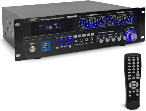 Pyle Amplifier HiFi Bluetooth Amplifier 6 Channel 2000W Stereo Amplifier – Home Cinema AV Receiver with USB FM Radio EQ Rack Mount for Speakers Karaoke Microphone Input