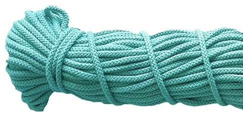 Mississhop 100 m Baumwollkordel Seile Kordel aus Baumwolle mit Polyacryl Kern Türkis Ø 5 mm