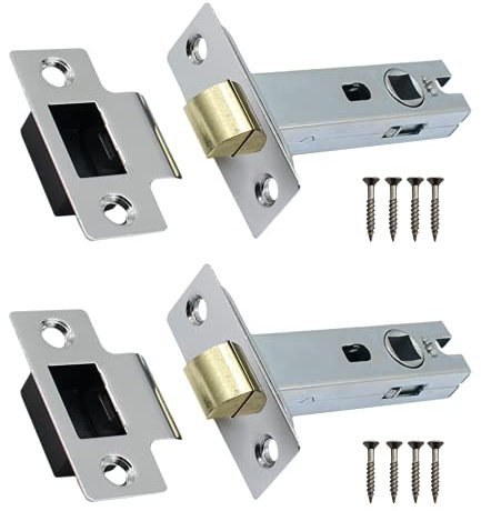 Tubular Latches Mortice Door Latch | Polished Chrome | 2.5 Inch / 66mm | Pack of 2