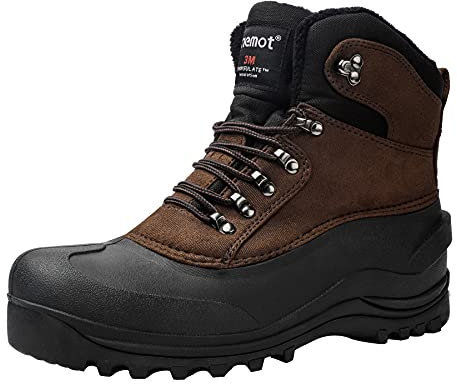 riemot Stivali Uomo Donna Invernali Scarpe Neve Stivaletti Foder Antiscivolo Caldo Eleganti Imbottiti Trekking Boots Taglia 37-47, Marrone da Uomo 46 EU