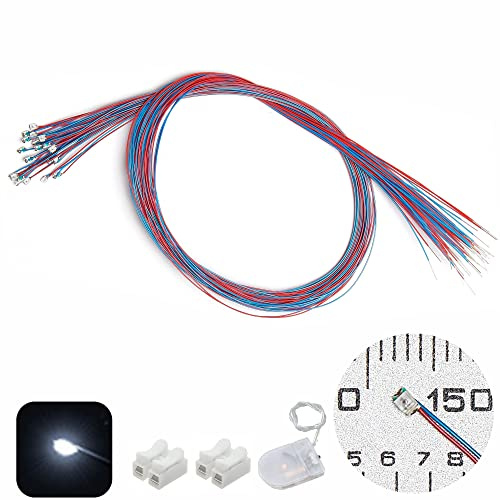 ZZHOB 25PCS Pre-Wired 0805 SMD LED Micro LEDs(Light Mode: Continuous White Light) Light Emitting Diode + Connector & Battery Holder (White, 25pcs)