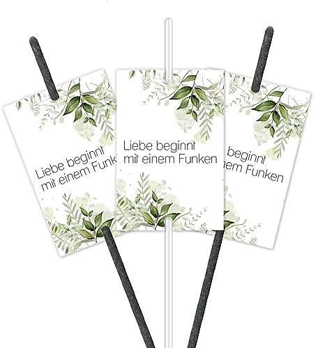 50 Etiketten für Wunderkerzen oder Knicklichter I Liebe beginnt mit einem Funken I Blumen-Arrangement Motiv I Gastgeschenk I für den besonderen Tag I Stilvoll I Hochzeit I dv1101