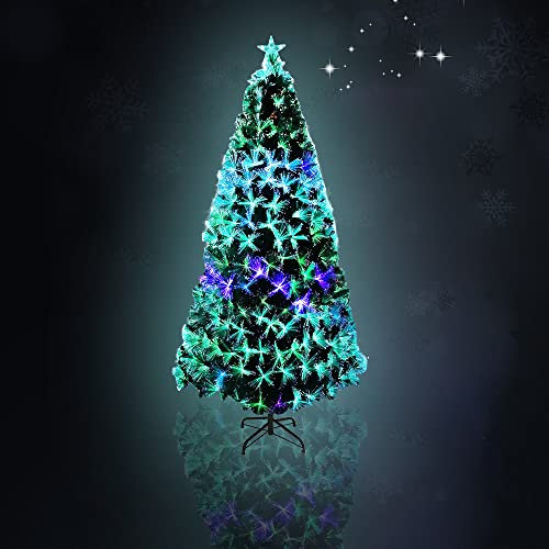 NAIZY Árbol de Navidad Artificial de 210 cm con 260 Luces LED de PVC Verde y Soporte de Metal - Colorful Kiefernnadel