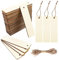 XPEX 36 Stück Holz Blanko Lesezeichen DIY Holz Handwerk Lesezeichen Unvollendete Holz Hängen Etiketten Rechteck Form Blanko Lesezeichen Ornamente mit Löchern und Seilen für Weihnachten DIY