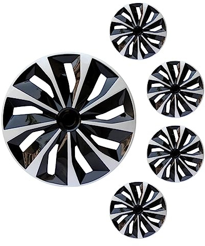 Hubcap Wheel Covers Replacement R16 Size Hub Caps Universal-Fit Steel Wheel Rim Cap ABS Tire Cover for Most Cars Trucks SUV Sedans -Set of 4（16-inch，Silver-Black）
