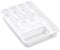 Cubertero para cajón con 4 o 5 compartimentos con agujeros LIBRE BPA, organizador cubiertos con compartimentos apto lavavajillas, separadores de cajones para cocina 32cm (5compartimentos, Blanco)
