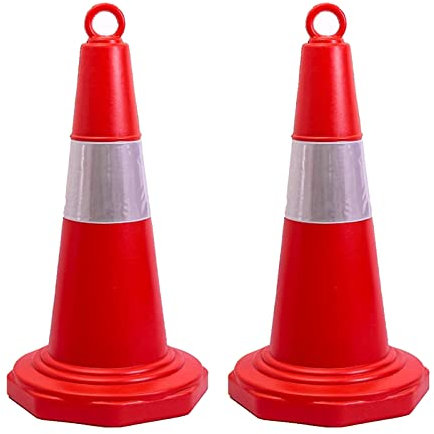 Dawafit 2 X 680Mm Traffic Cones in Red, Road Traffic Cones Traffic Safety Street Cmulti Purpose Reflective Safety Csuitable for Highways Portable Wind Resistant Parking Cone